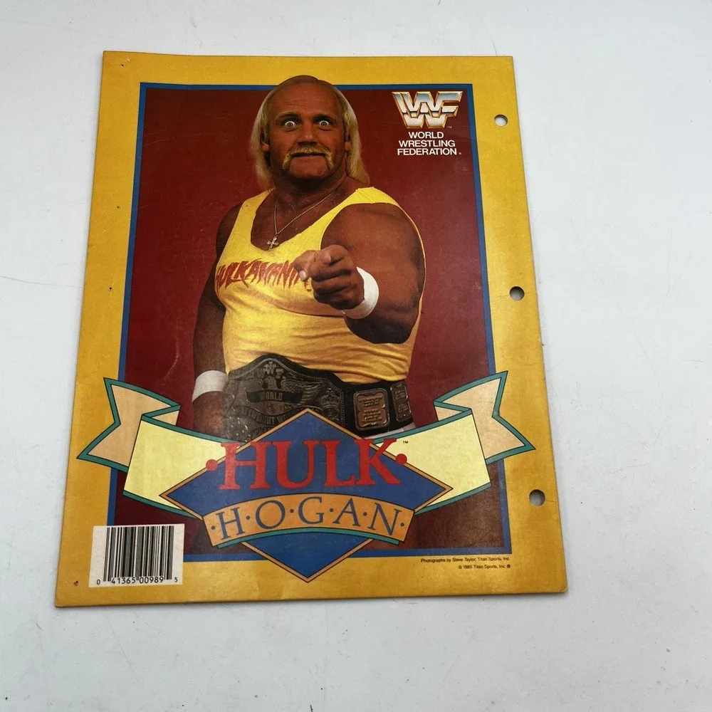 Pair of Hulk Hogan WWF School Folders Yellow and Blue Good Condition